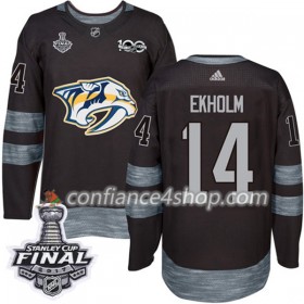 Adidas Maillot de Hockey Nashville Predators Mattias Ekholm 14 1917-2017 100th Anniversary Noir 2017 Stanley Cup Final Authentic - Homme